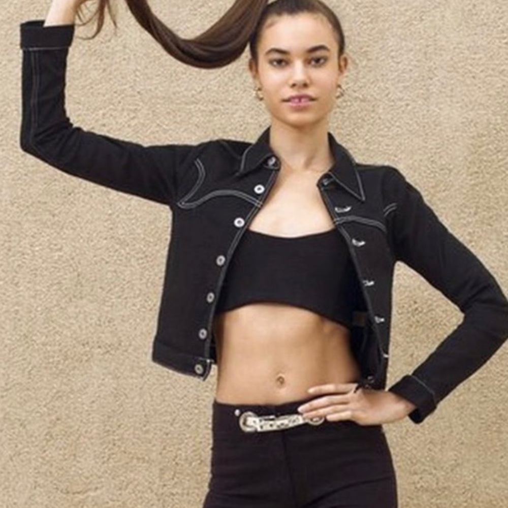 Miaou Lex Jacket Black Western Contrast Stich